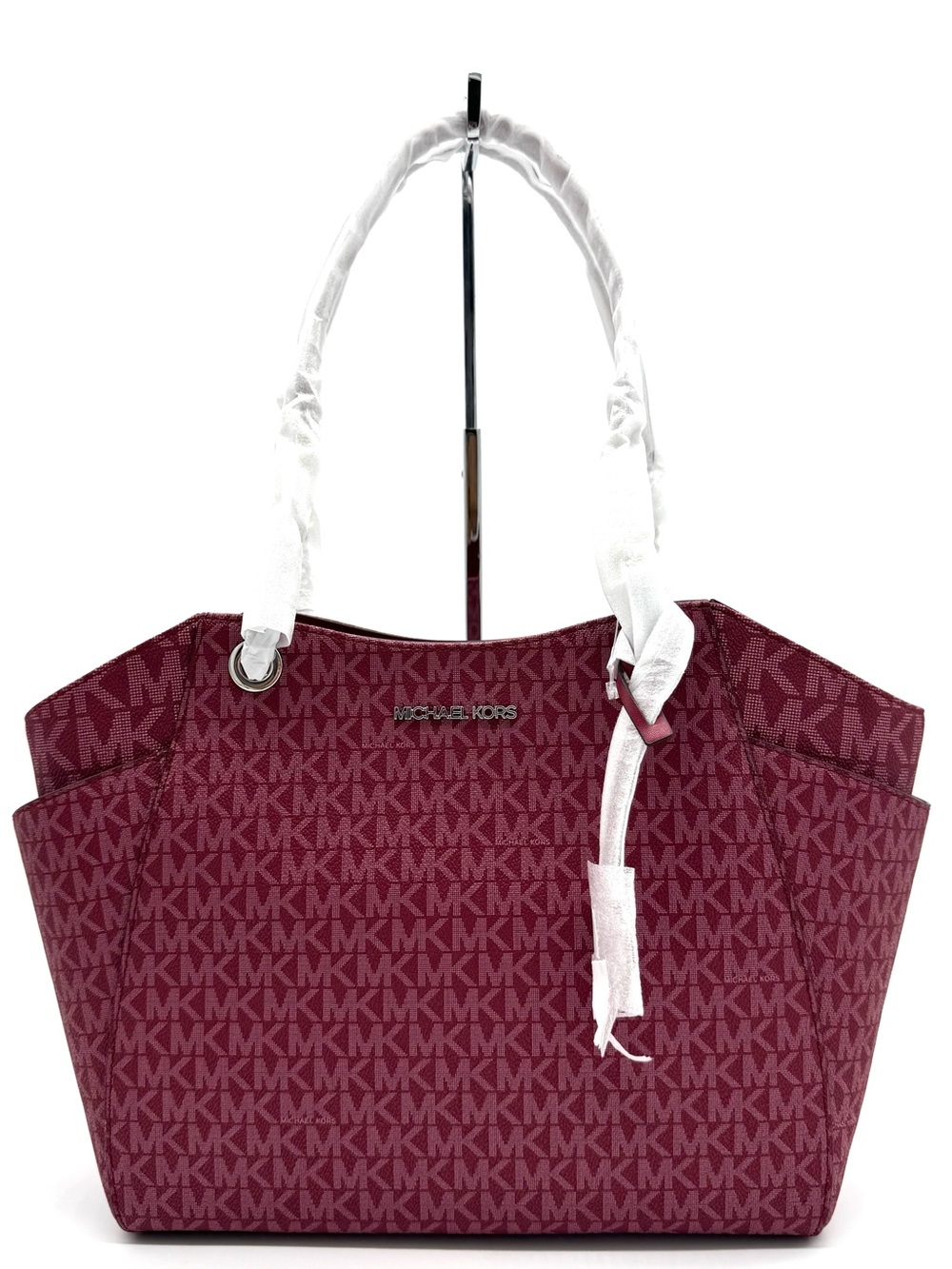 Michael Kors Jet Set Large Signature Logo Shoulder Bag - Maroon